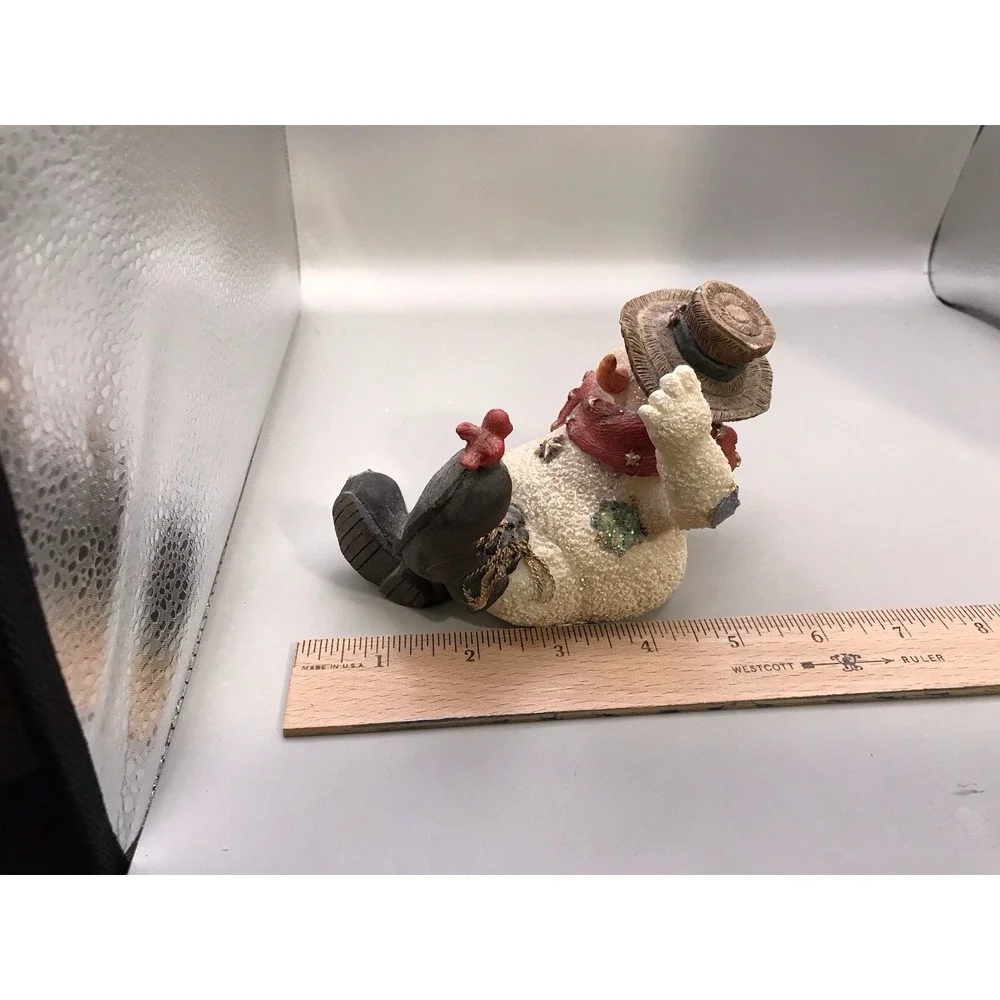 Resin Snowman Kicked‎ Back With A Bird On His Foot